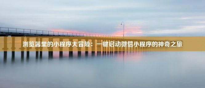 浏览器里的小程序大冒险：一键启动微信小程序的神奇之旅