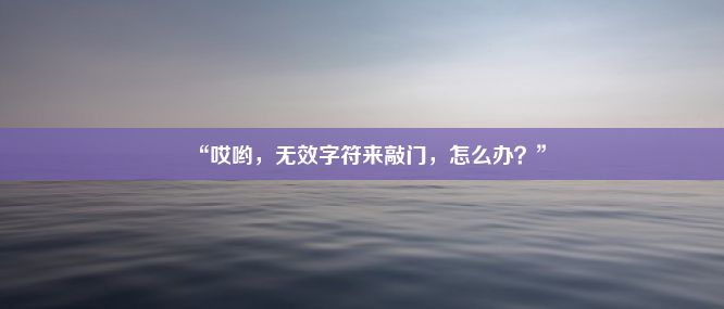 “哎哟，无效字符来敲门，怎么办？”