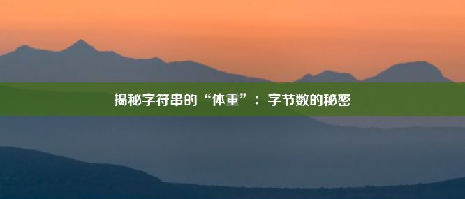 揭秘字符串的“体重”：字节数的秘密