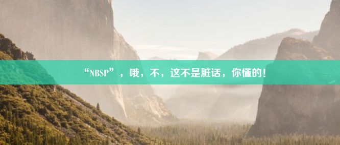 “NBSP”，哦，不，这不是脏话，你懂的！