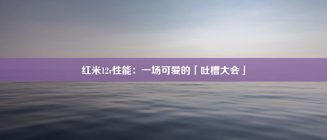 红米12r性能：一场可爱的「吐槽大会」