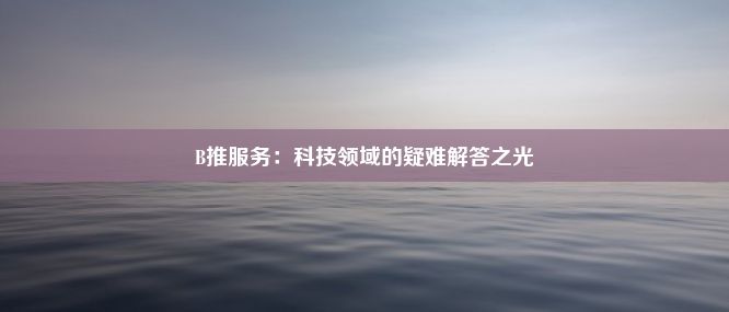 B推服务：科技领域的疑难解答之光