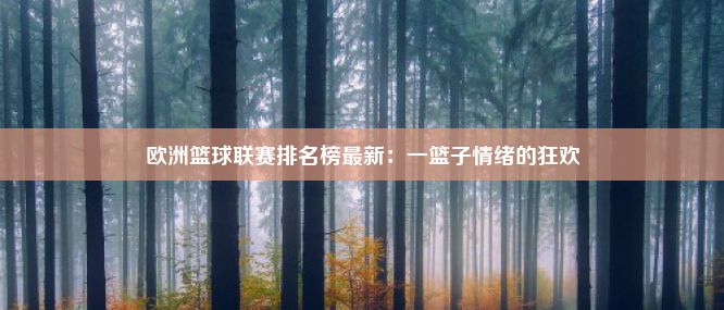 欧洲篮球联赛排名榜最新：一篮子情绪的狂欢